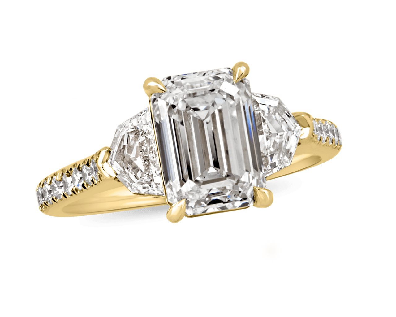 Emerald and Shield Cut Pave Trilogy