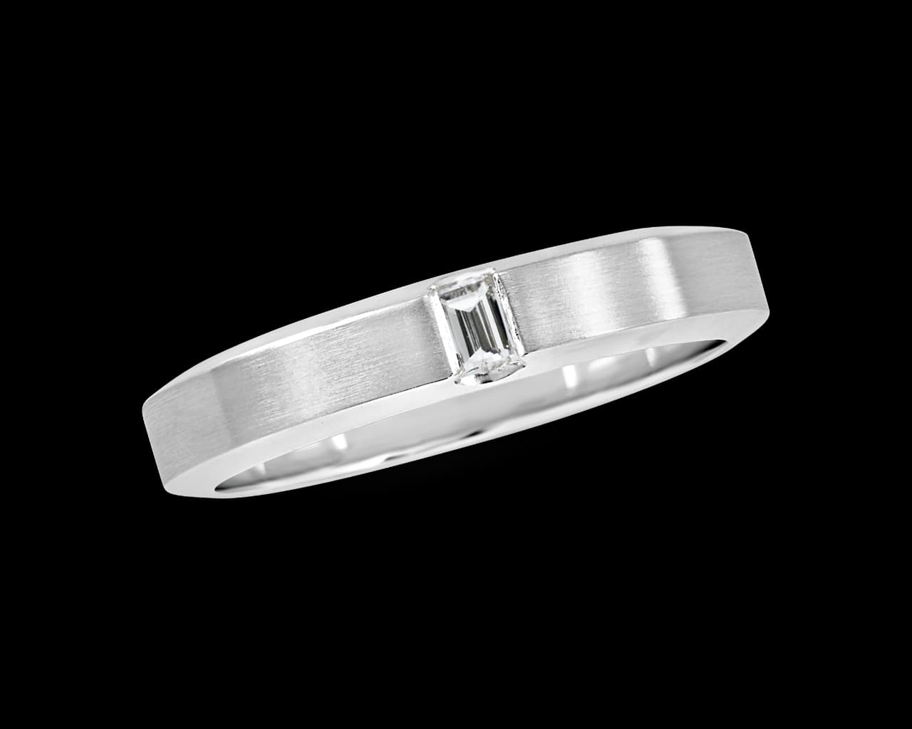 Mens 4mm Baguette Diamond Band