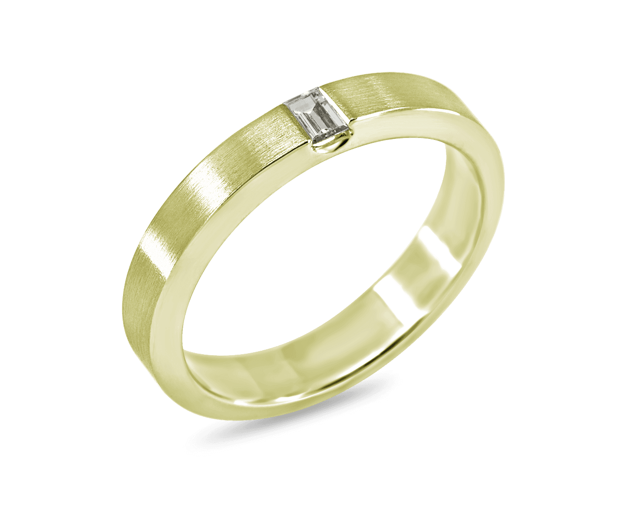 Mens 4mm Baguette Diamond Band