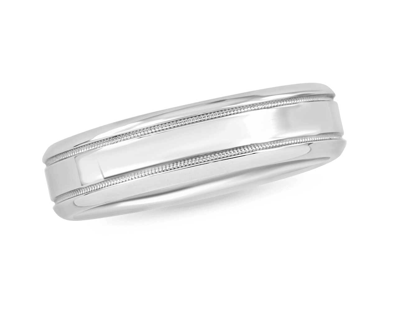 Mens 6mm Wedding Band with Double Row Milgrain