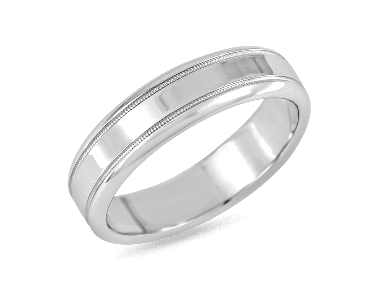 Mens 6mm Wedding Band with Double Row Milgrain