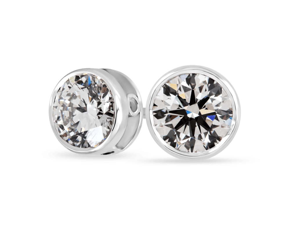 Round Bezel Set Stud Earrings
