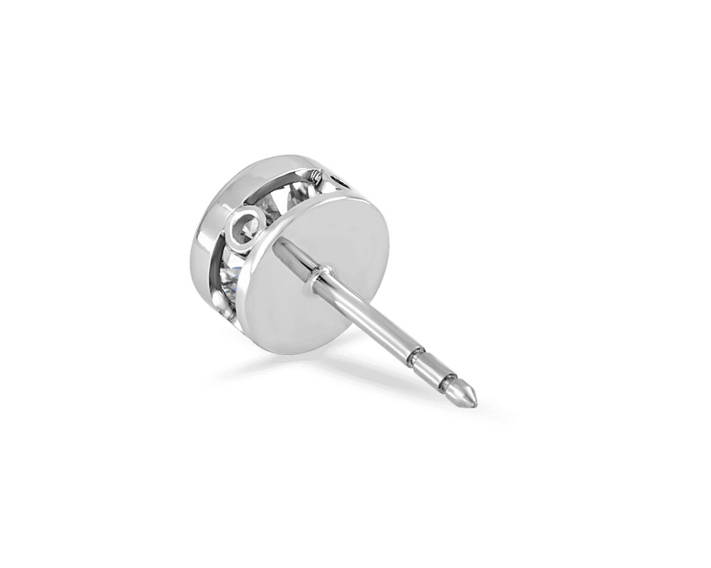 Round Bezel Set Stud Earrings