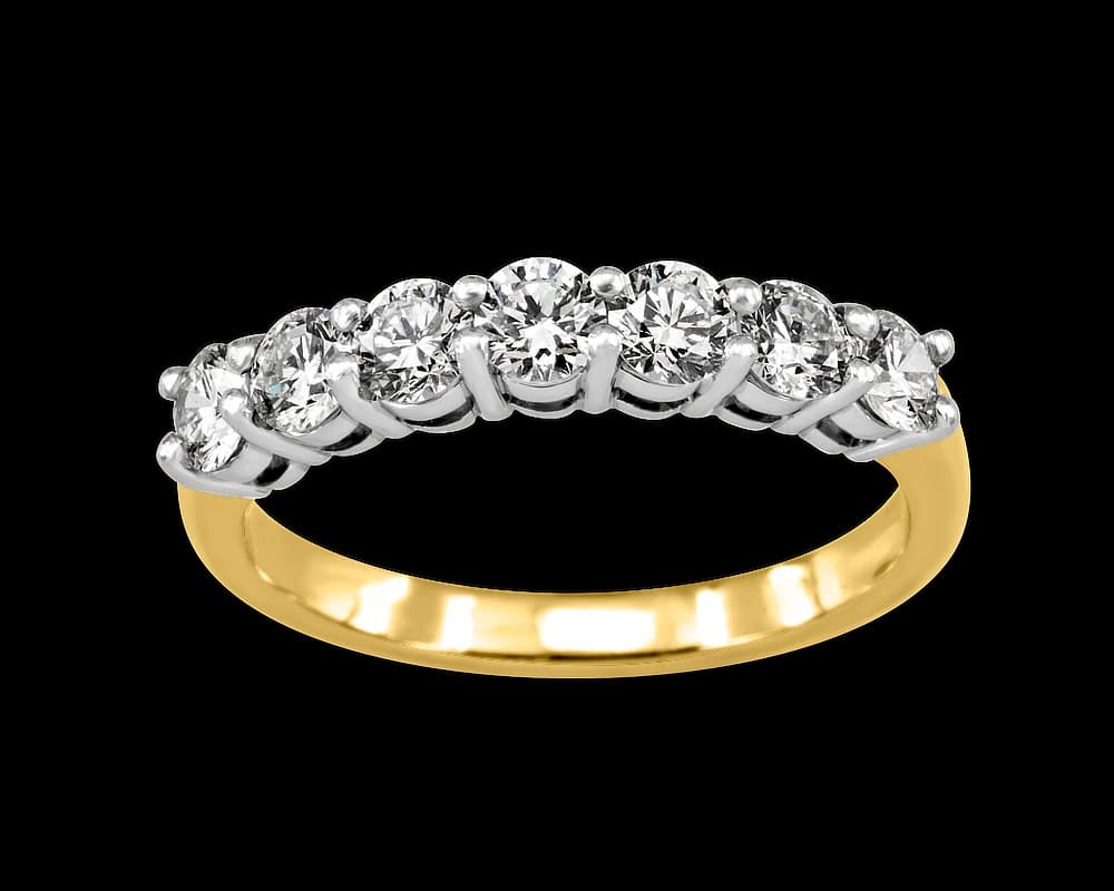 Round Shared Prong Half Eternity Wedding Band