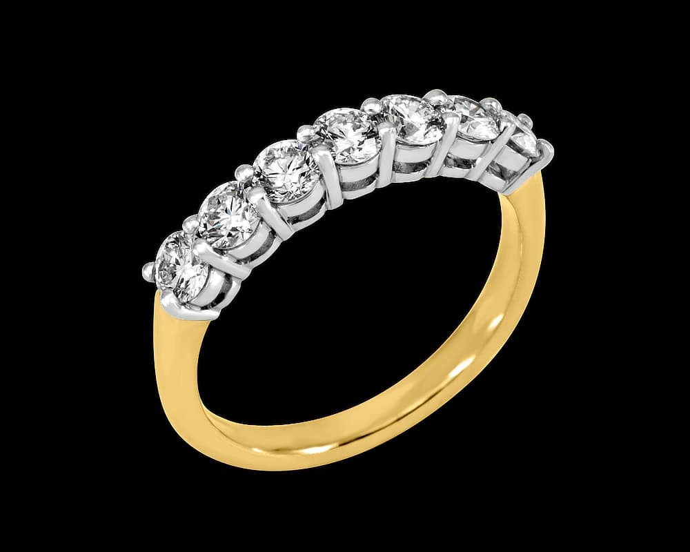 Round Shared Prong Half Eternity Wedding Band