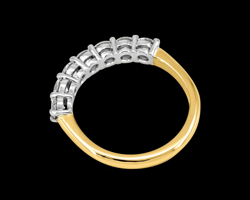 Round Shared Prong Half Eternity Wedding Band