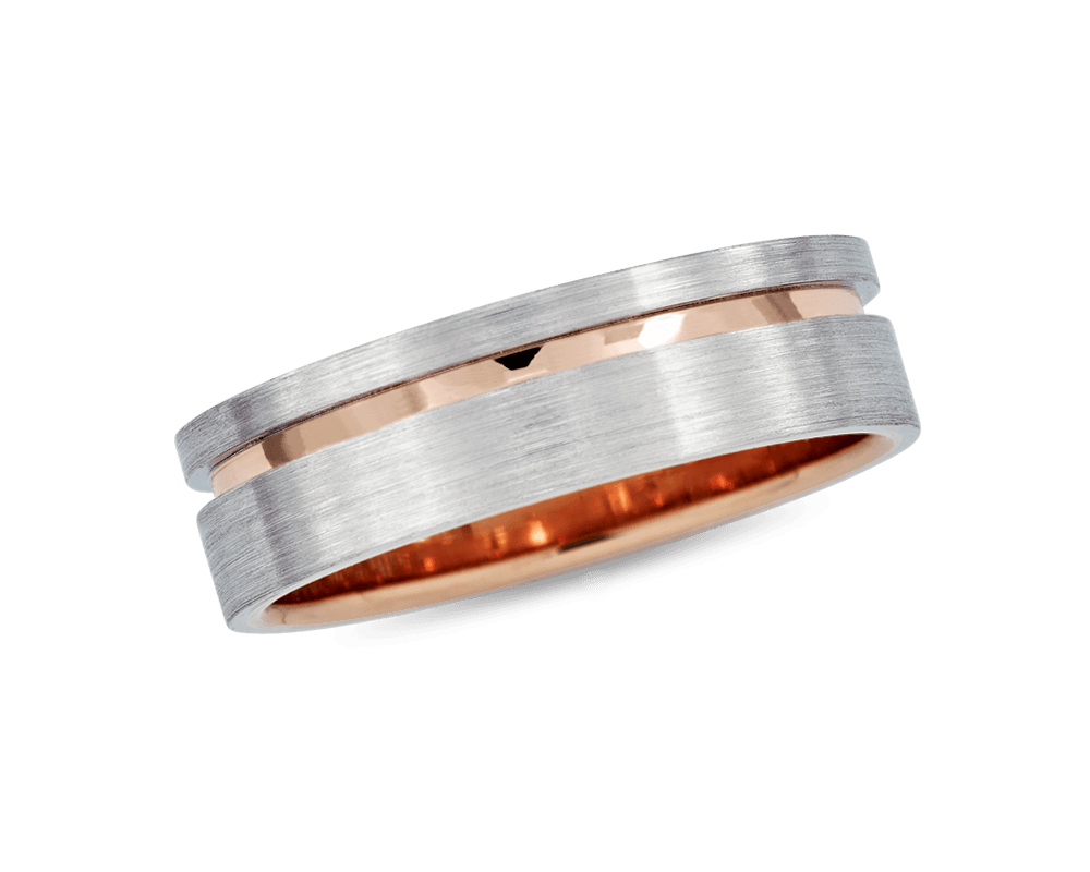 Men's 6mm Platinum Band with Rose Gold Stripe