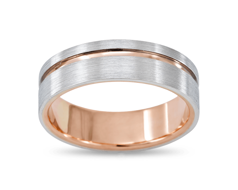 Men's 6mm Platinum Band with Rose Gold Stripe