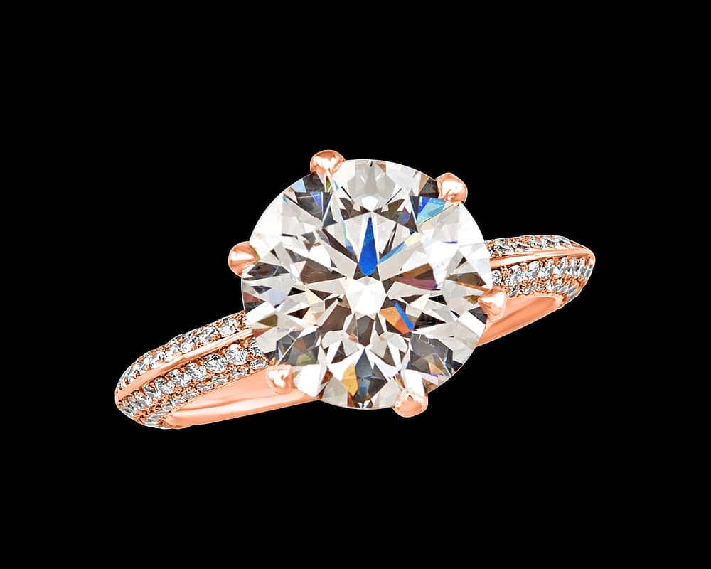 Gabriella Six Prong with Knife Edge Pave Band