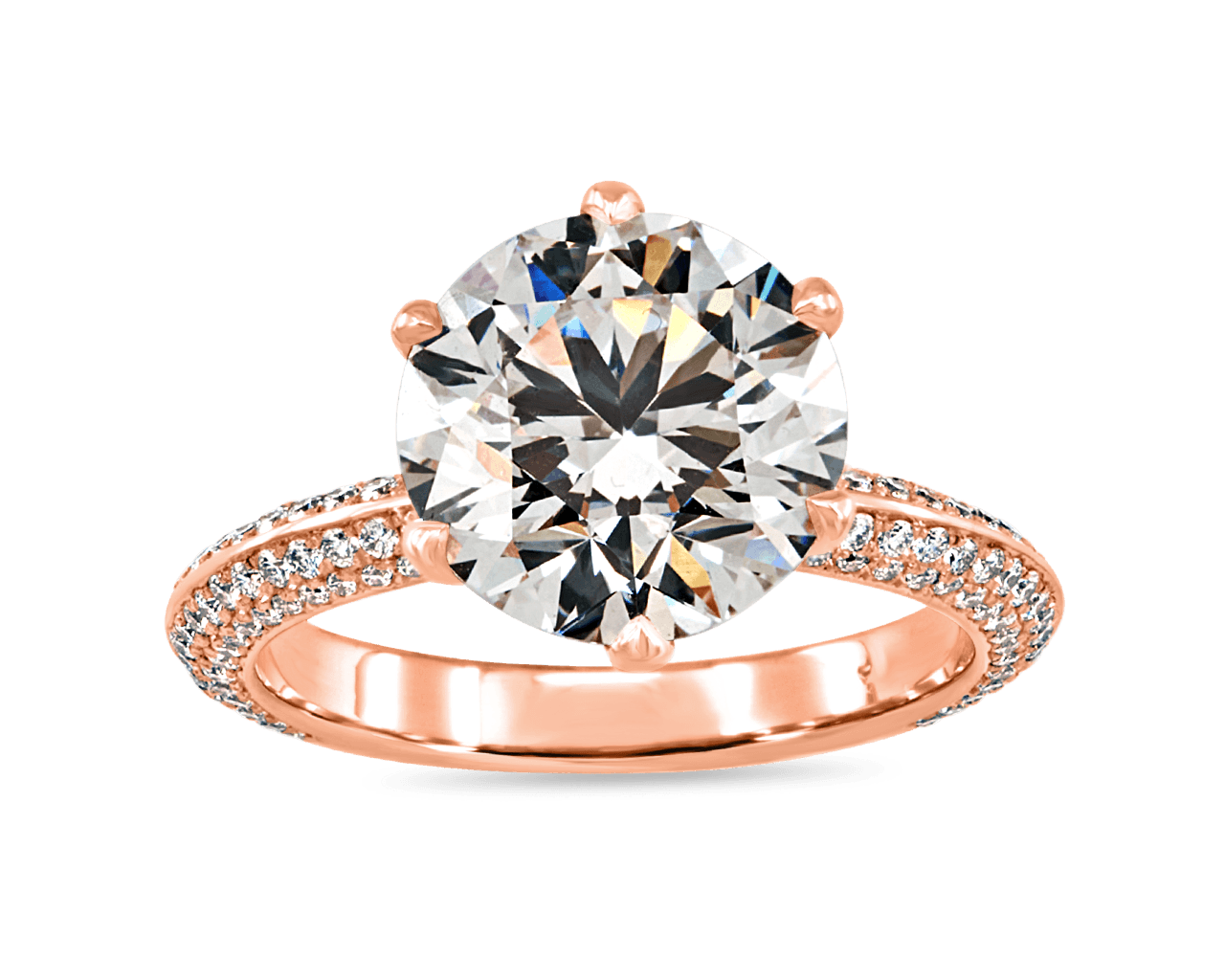 Gabriella Six Prong with Knife Edge Pave Band