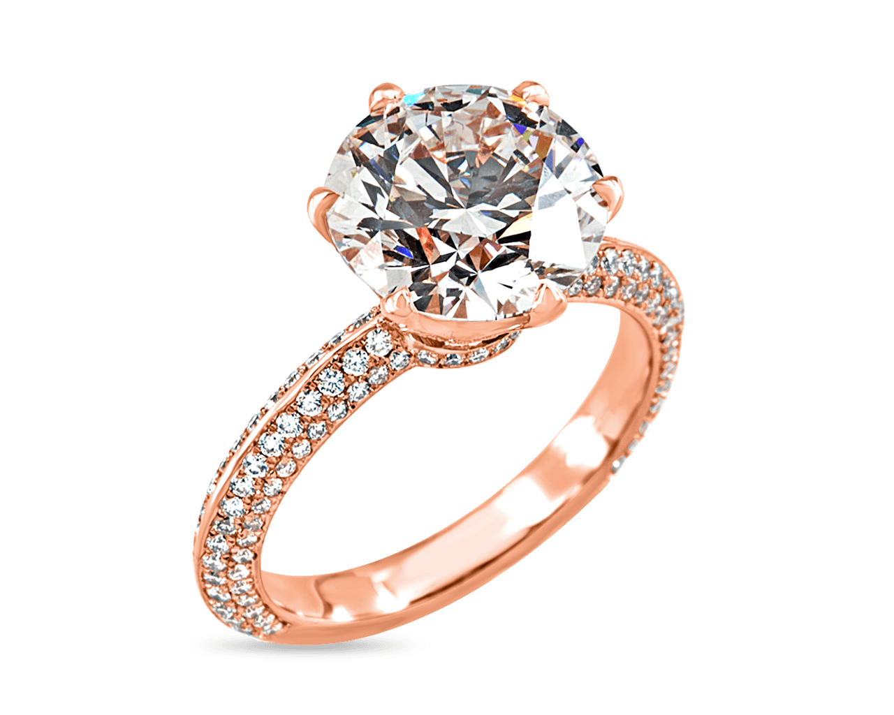 Gabriella Six Prong with Knife Edge Pave Band