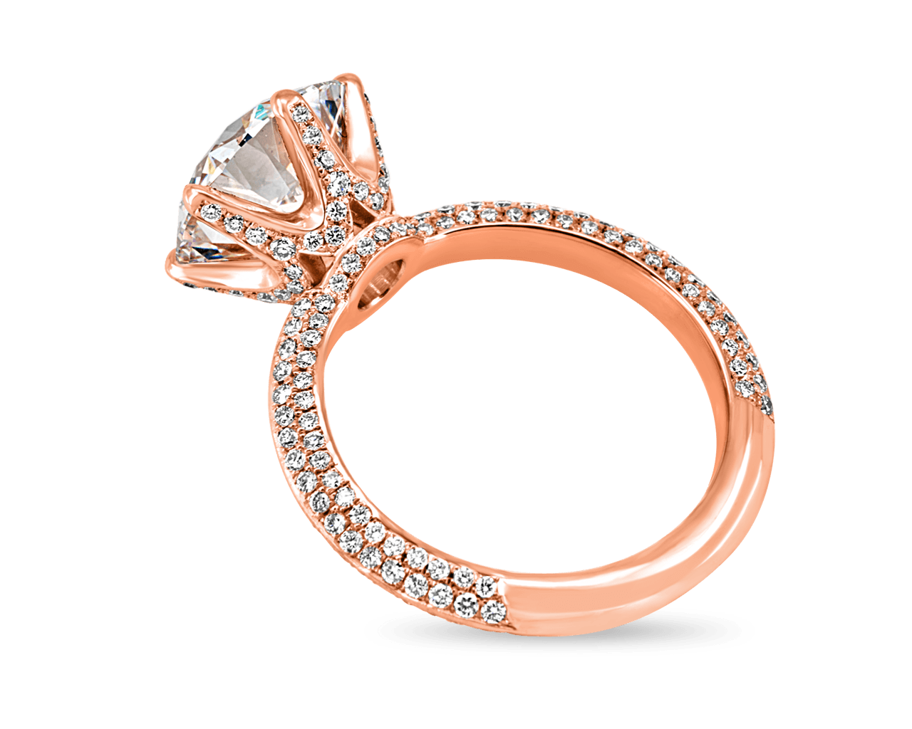 Gabriella Six Prong with Knife Edge Pave Band