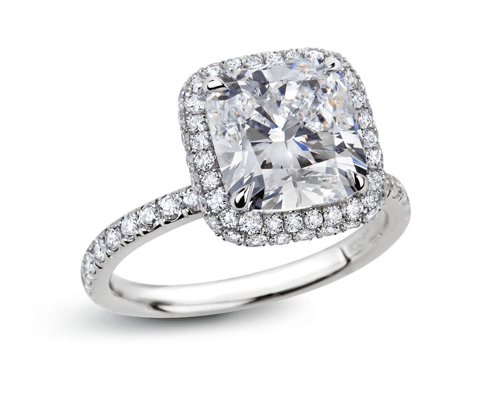 Halo Solitaire with Pear Shaped Pave Stems