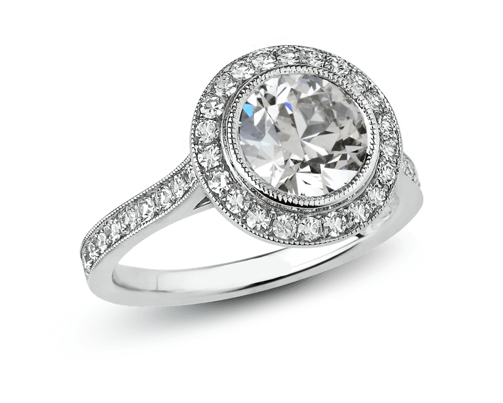 Old European Cut Diamond in Bezel Halo