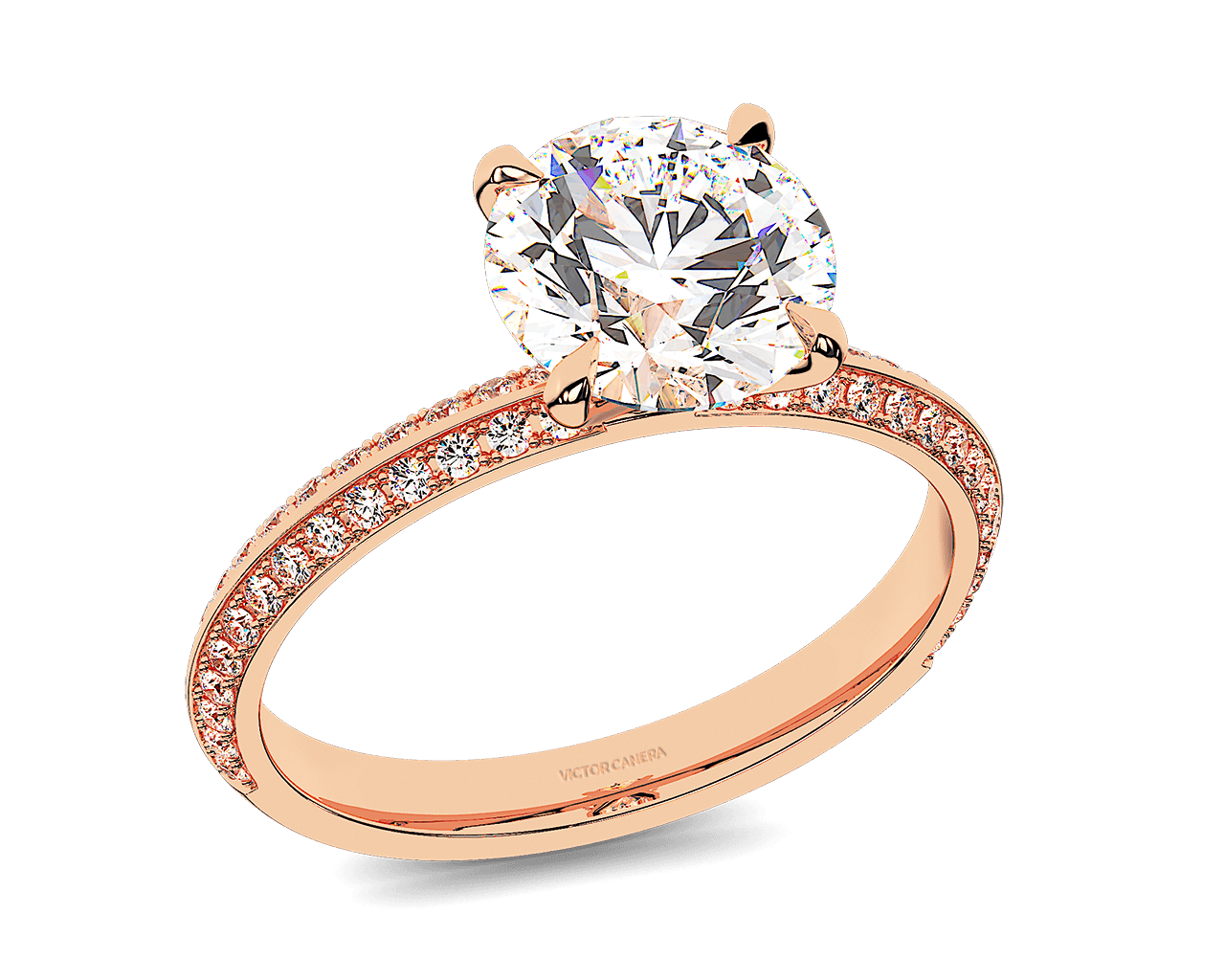 The Yvonne Knife Edge Pave Solitaire