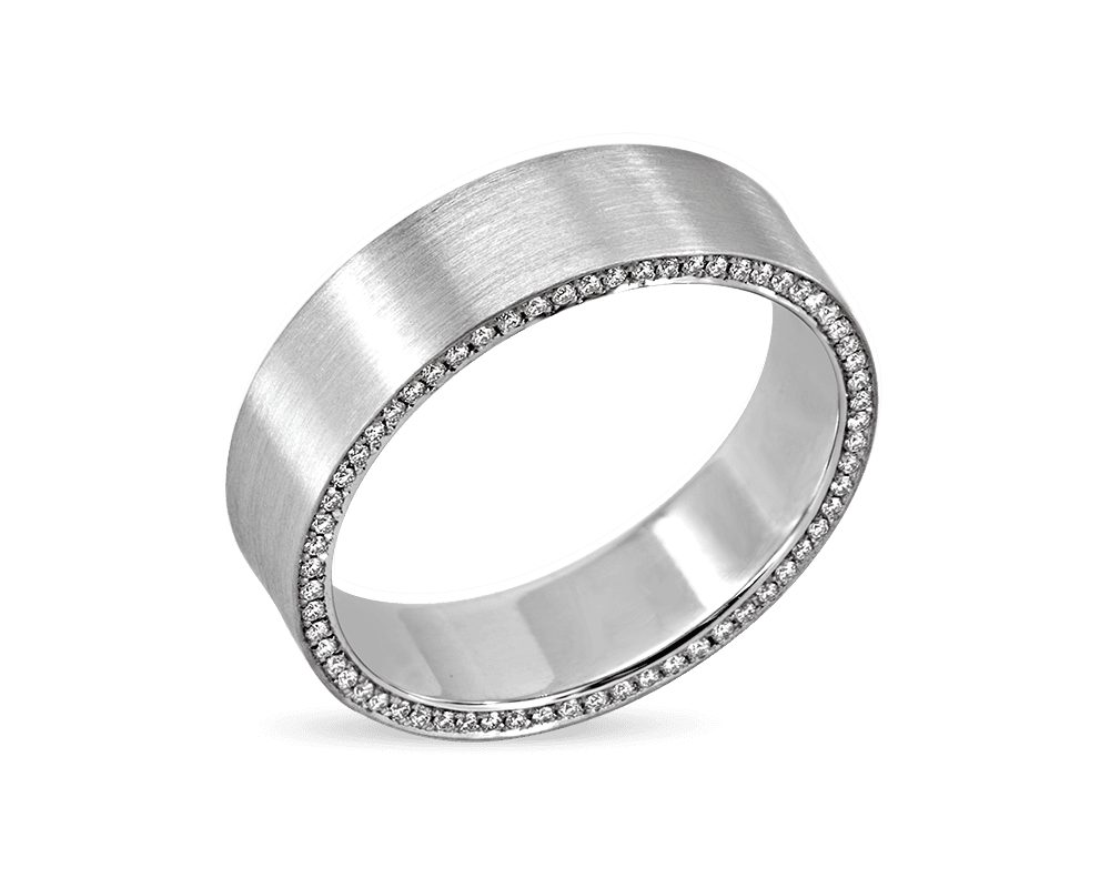 Men's 6mm-Brushed Band with Pave Profile