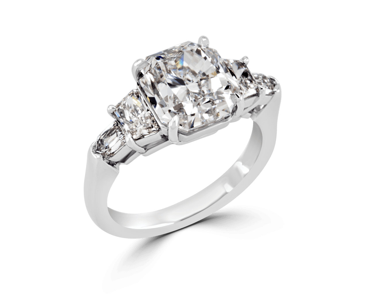 Radiant with Trapezoid and Bullet Five Stone Art-Deco Ring