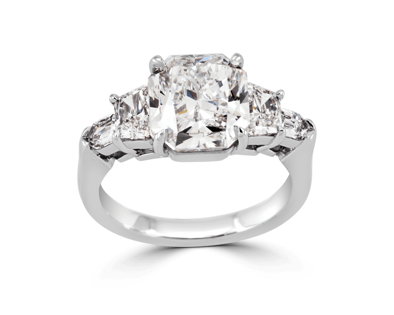 Radiant with Trapezoid and Bullet Five Stone Art-Deco Ring