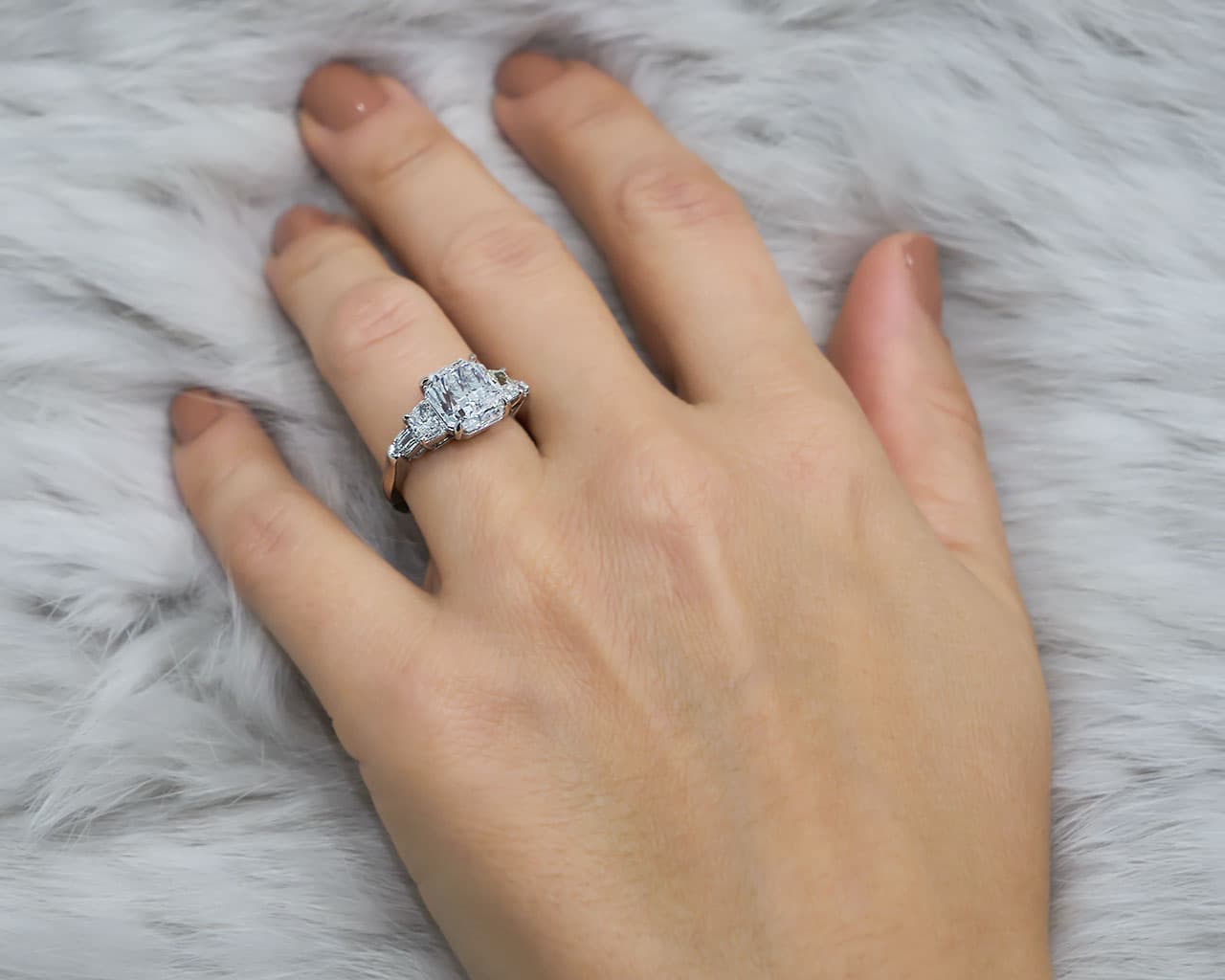 Radiant with Trapezoid and Bullet Five Stone Art-Deco Ring
